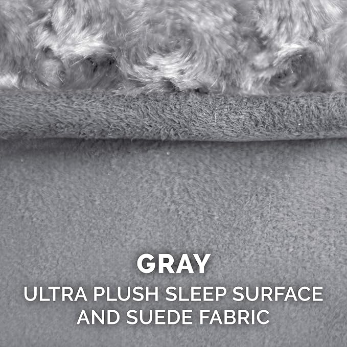 Furhaven Cooling Gel Dog Bed for Extra Large Dogs w/ Removable Washable Cover, For Dogs Up to 180 lbs - Ultra Plush Faux Fur & Suede Luxe Lounger Contour Mattress - Gray, Giant/XXXL