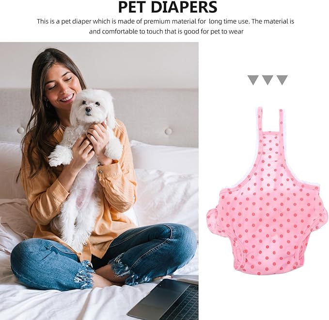 Dog Menstruation Underpant Soft Diaper Panties for Female Dogs Pink Design Super Absorbent Prevents Stains and Unwanted Mating During Heat