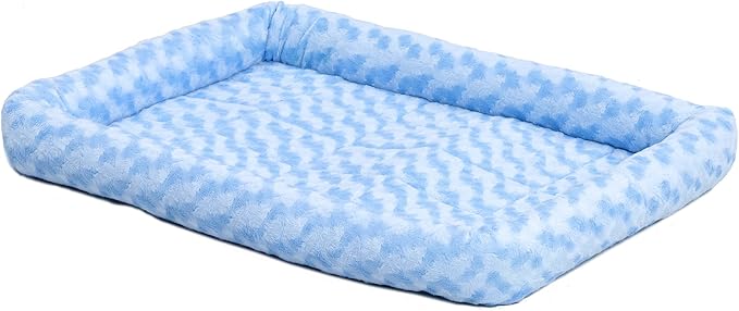 MidWest Homes for Pets QuietTime Fashion Dog Bed – Blue Faux Fur Bolster, Ultra-Soft and Machine Washable, Fits 36-Inch Crates and Carriers, for Medium to Large Breed Dogs