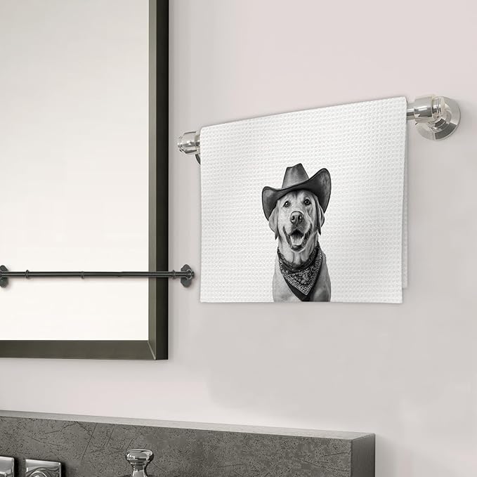 Labrador Retriever Gifts Western Dog Kitchen Towels, Gifts for Labrador Retriever Lovers Cowboy Decorative Hand Dish Tea Towel for Kitchen, Funny Dog Cowboy Cowgirl Home Bathroom Decor(16x24In)