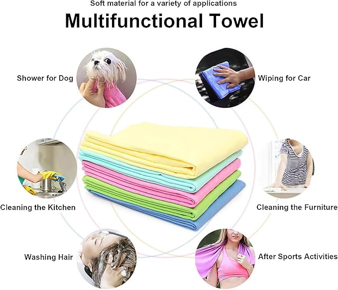 GabeFish Super Absorbent Shammy Dog Towels Quick Dry Eco-Friendly Soft Multifunctional Pets Cats Towel Packs Small 3PC