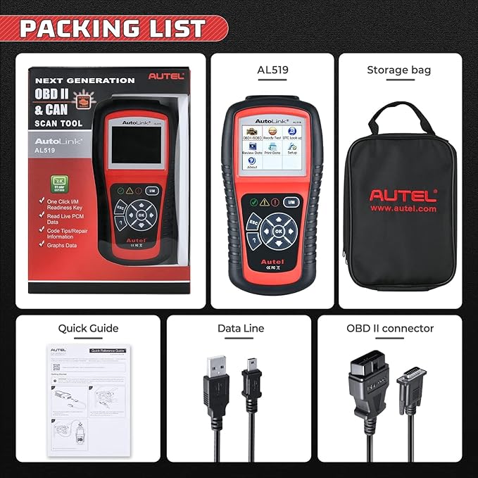 Autel AutoLink AL519 OBD2 Scanner Enhanced Mode 6 Car Diagnostic Tool Check Engine Code Reader CAN Scan Tool, Advanced Ver. of AL319