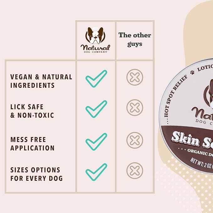 Natural Dog Company Skin Soother Balm for Dogs – Dog Skin Balm for Dry Winter Skin, Seasonal Sensitivity & Environmental Stress, Dog Moisturizer with Coconut Oil, Calendula & Vitamin E, 4 oz Tin