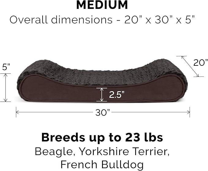Furhaven Cooling Gel Dog Bed for Medium/Small Dogs w/ Removable Washable Cover, For Dogs Up to 23 lbs - Ultra Plush Faux Fur & Suede Luxe Lounger Contour Mattress - Chocolate, Medium