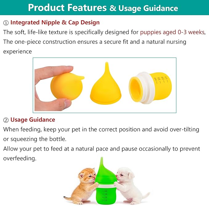 Pet Feeding Bottle for Puppies and Kittens,40ml Green