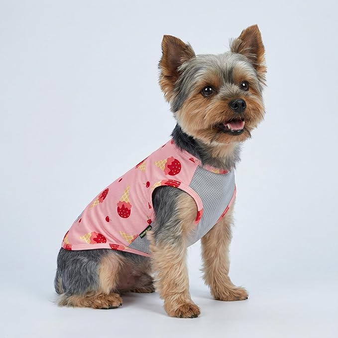 Fitwarm 2 Pack Ice Cream & Cherry UPF 50+ UV Sun Protection Dog Shirt, Lightweight Cooling Vest, Quick Dry Summer Clothes for Small Dogs Girl, Pet Outfit, Pink, Light Sky Blue, Large