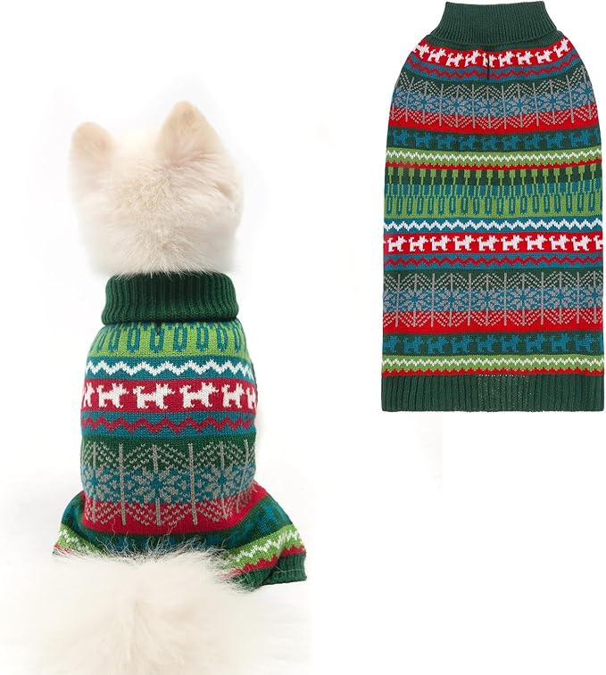 Mihachi Dog Sweater - Winter Coat Apparel Clothes with Colorful Stripes for Cold Weather