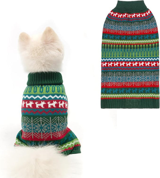 Mihachi Dog Sweater - Winter Coat Apparel Clothes with Colorful Stripes for Cold Weather