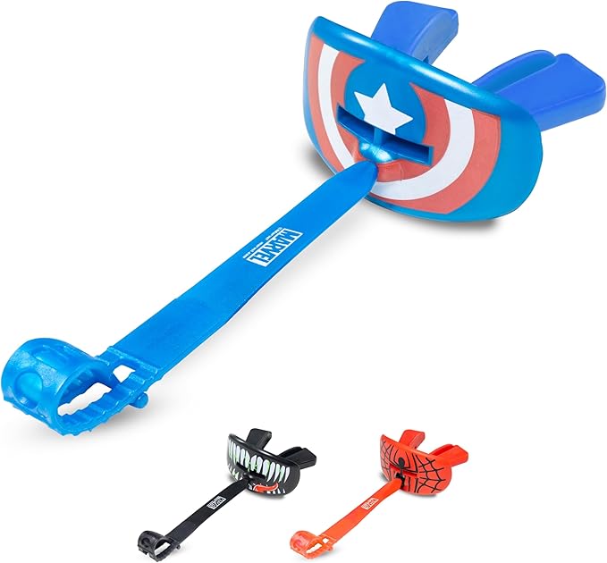 Marvel Captain America Football Mouth Guard with Detachable Strap, Lip Protector Adults and Junior, Football & Lacrosse (One Size, Blue)