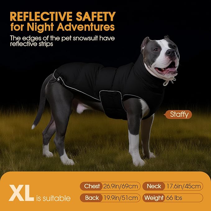 FUAMEY Dog Puffer Jacket for Small Dogs,Dog Cold Weather Coats Dogs Down Jackets Waterproof Pet Snowsuits Warm Puppy Winter Vest Turtleneck Pets Adjustable Jackets Coats Black XS