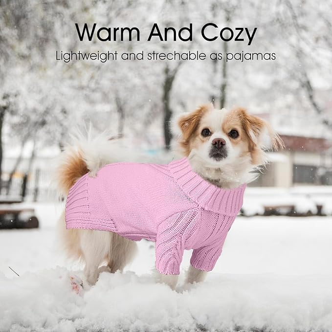 Dog Sweaters for Small Medium Large Dog, Classic Turtleneck Pet Clothes Warm Thermal Doggy Winter Coat, Thick Double Knitting Collar Pullover Cold Weather Puppy Jacket for Indoor & Outdoor Wear
