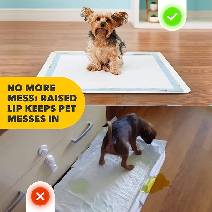 TidyFriend 2 Pack Dog Pee Pad Holder Tray - Fits Up to 24” x 24” Pee Pad Holder for Dogs - Stable Grip, Raised Edges, Quick-Wipe Silicone Surface Dog Pad Holder for Indoor Flooring Protection (White)