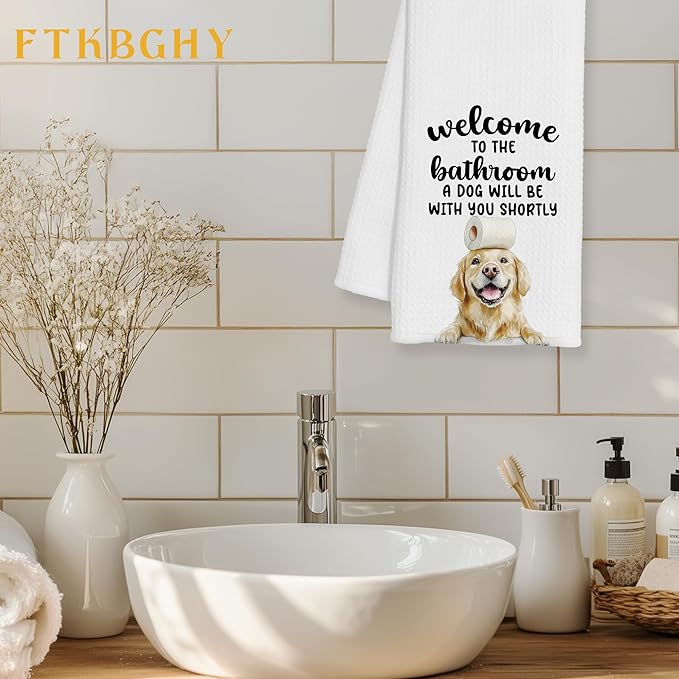 Funny Golden Retriever Hand Towels for Bathroom Decor, Golden Retriever Gifts for Women Men, Dog Lover Gifts Decorative Hand Towels for Bathroom Restroom Room, 16x24 Inch