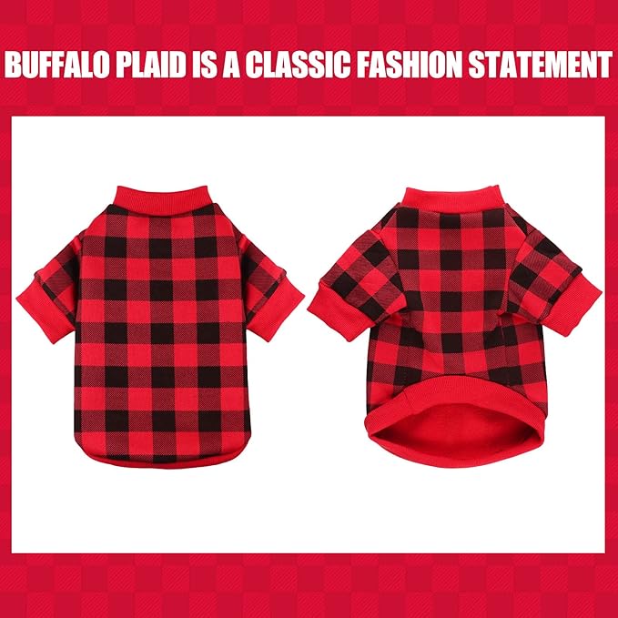 Dog Fleece Sweater for Small Dogs Buffalo Plaid Dog Clothes Soft Thickening Warm Sweater Puppy Clothes for Small Dogs Girl & Boy(M)