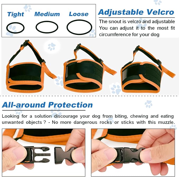 Dog Muzzle, Soft Nylon Muzzles for Small Medium Large Sized Dogs to Anti & Prevent Biting Barking Chewing, Pet Mouth Guard for German Shepherd with Adjustable Strap,Allows Panting Drinking (Orange,M)