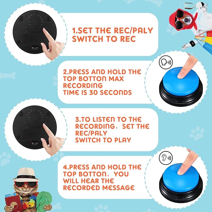 Sanwuta 12 Packs Dog Buttons for Communication, Voice Recording Button Talking Buttons for Dog Recordable Pet Training Buzzer, Dog Sound Buzzer, Pet Buttons Training Toy Game Buzzer Funny Gifts