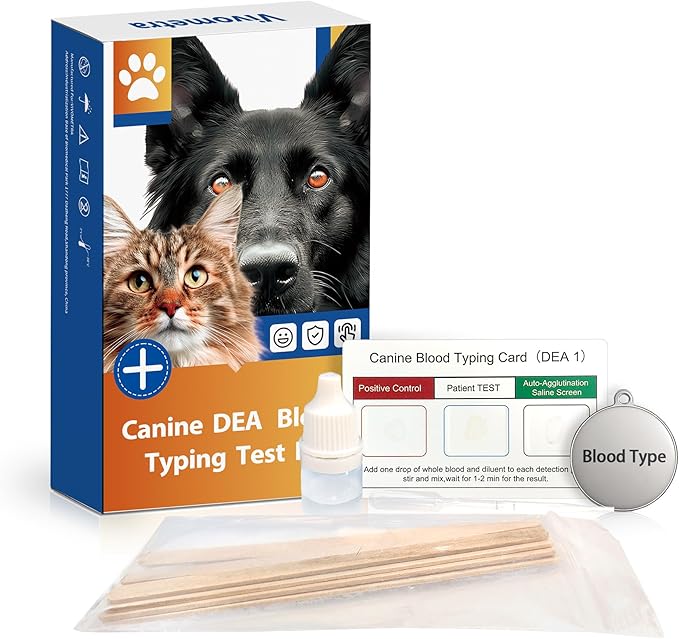 Canine Dog Blood Typing Test Kit for DEA1 Detection | at-Home Dog Blood Type Test with Free Stainless Steel ID Tag