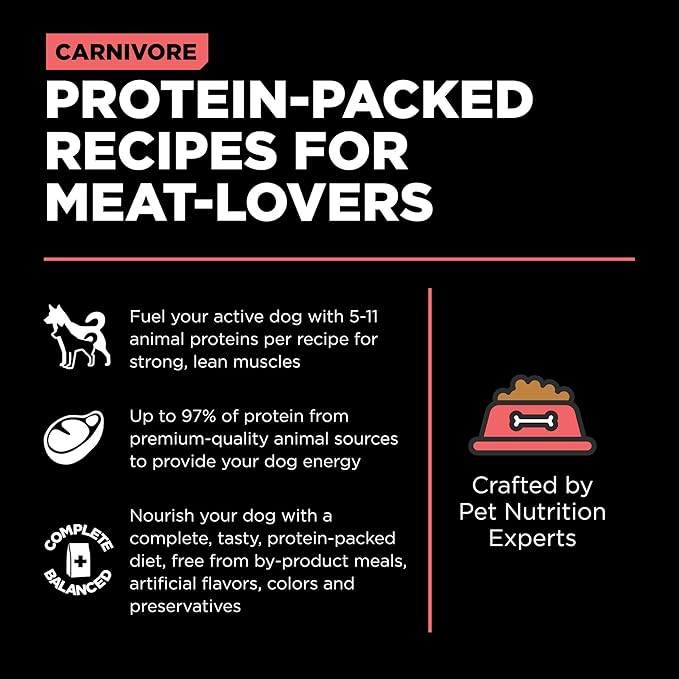 Go! Solutions Carnivore Salmon + Cod Grain-Free Dry Dog Food, Our Highest-Protein Kibble Made with Real Meat & Fish, Chicken-Free Recipe, for Puppies, Adults & Seniors, 3.5 lb Bag