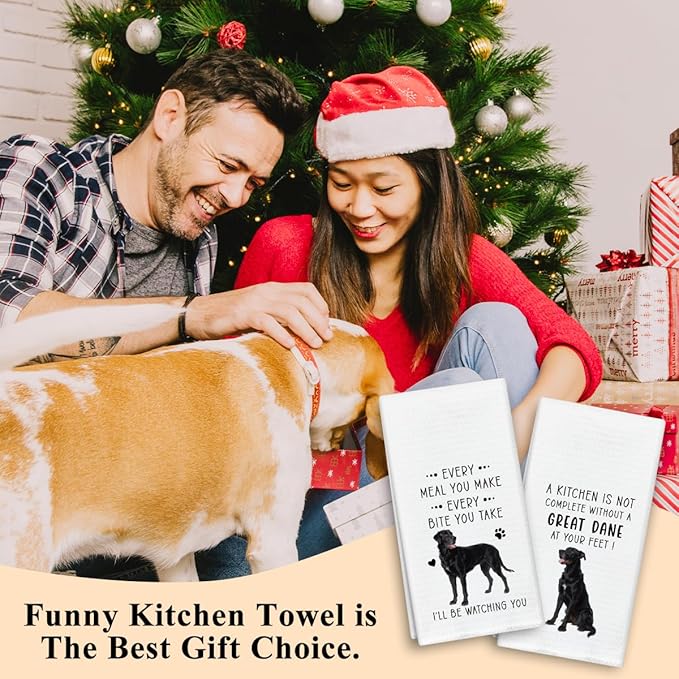 Funny Great Dane Dish Towels for Kitchen Sets of 2, Gifts for Dog Lover, Drying Cloth Tea Towel Hand Towels for Cooking Baking Bathroom Decor, 16 x 24 Inch -18