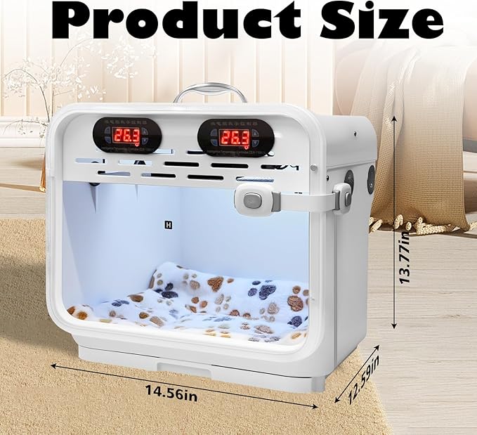 Intelligent Constant Temperature Puppy Incubator - Portable Pet Brooder for Puppies, Kittens, Birds & Small Mammals, Quiet Air-Warming Kitten Incubator with Dual Thermostat Control