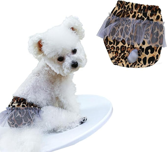 Dog Diapers Female Washable Washable Reusable Female Dog Diapers for Small Medium Size for Dog Diapers Female,Dog Period Panties Diapers Girl Adjustable Elastic Dog Diapers for Heat Leopard XS