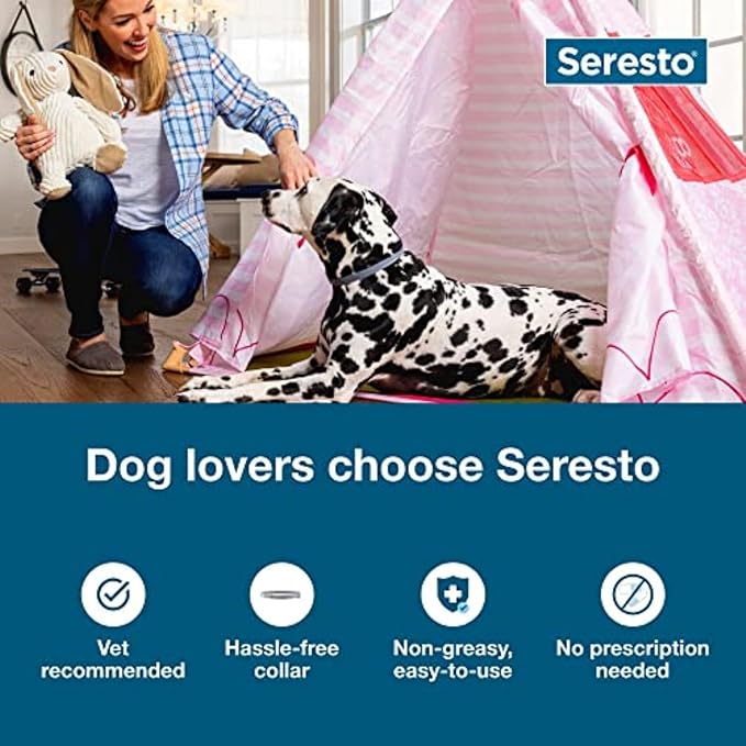 Seresto Flea & Tick Collar For Dogs Over 18 lbs., Treatment & Prevention, Vet-Recommend, 8 Month Protection