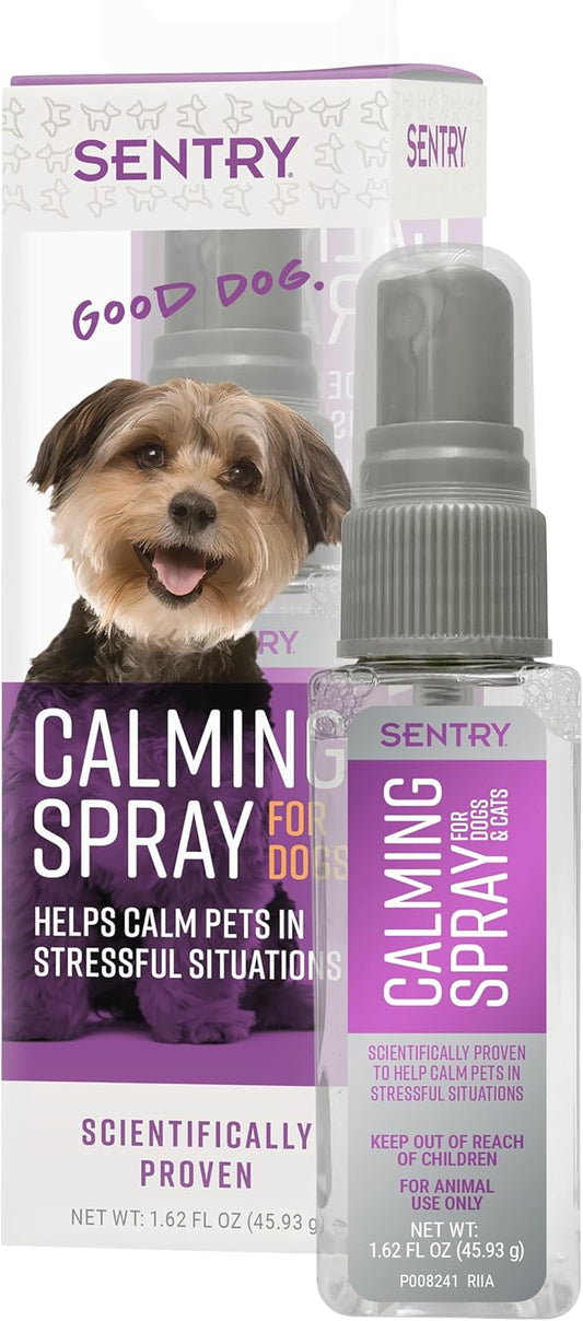 Sentry PET Care Sentry Calming Spray for Dogs, Uses Pheromones to Reduce Stress, Easy Spray Application, Helps Dogs with Separation, Travel, Loud Noises, and Anxiety, Packaging May Vary
