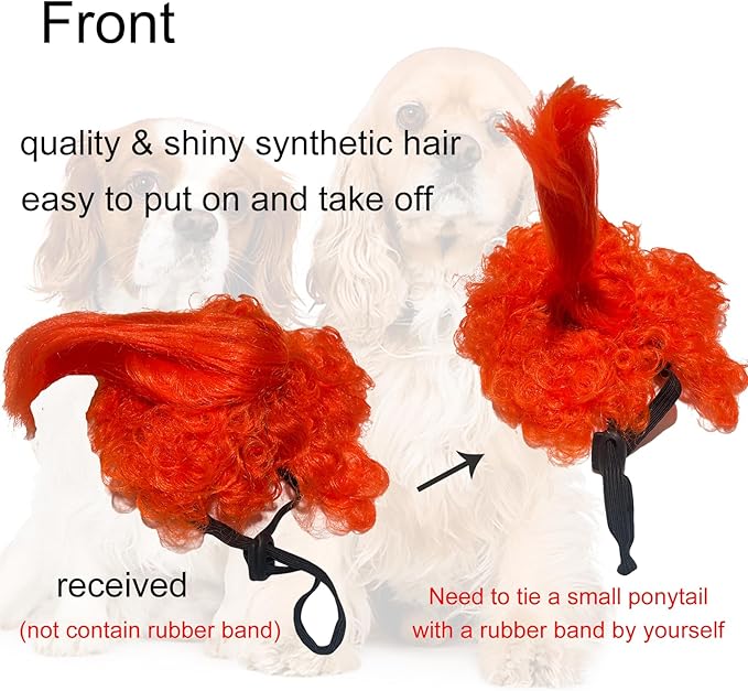 Funny Dog Wig Pet Costumes,Kediciz Cat Costume Synthetic Hairpiece Cosplay Wigs, Headwear for Halloween Christmas Festivals Party Decor, Fancy Dress,Adjustbale Size,Orange Curly