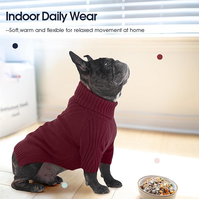 IECOii XL Dog Sweater,Winter Doggy Clothes for Large Dogs Girl Boy,Warm Pullover Xmas Dog Sweater Turtleneck,Lightweight & Good Stretch for Active Dogs Like Beagle,Border Collie (Burgundy,XLarge)