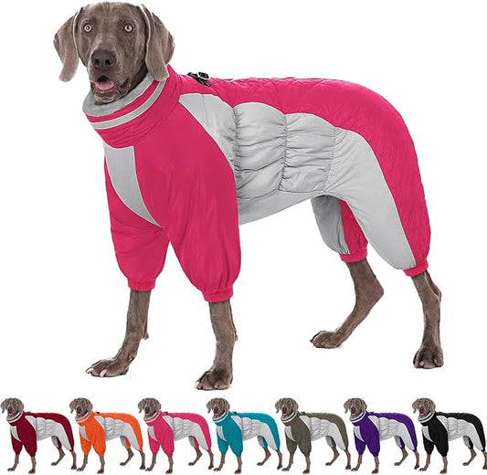 AOFITEE Large Dog Coat Warm Dog Jacket for Winter, Dogs Winter Coat with Harness Built in, Reflective Turtleneck Dogs Puffer Jacket Snowsuit, Full Body Fleece Coats for Small Medium Large Pet, XL