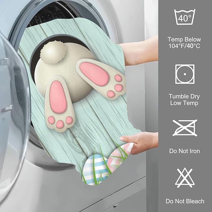 Easter Eggs Hand Towel,White Bunny Bottom Hand Bath Towels Set of 2 Dish Towels Soft Absorbent Decorative Hand Towels for Bathroom Kitchen Yoga Home Decor 14 x 28 in