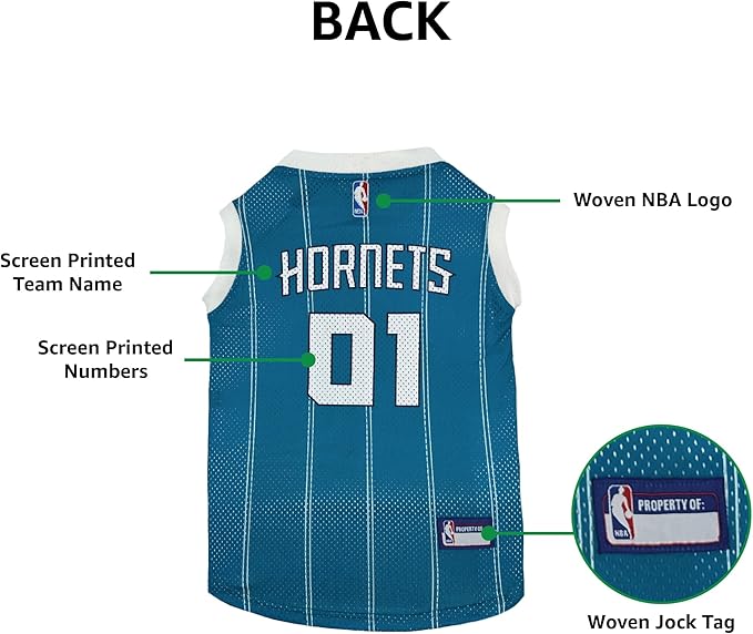 Pets First NBA Charlotte Hornets Dog Jersey, X-Small- Tank Top Basketball Pet Jersey