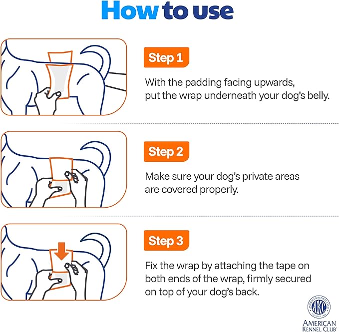 American Kennel Club Male Dog Wrap, Disposable Diapers with Wetness Indicator, Small, 50 Count