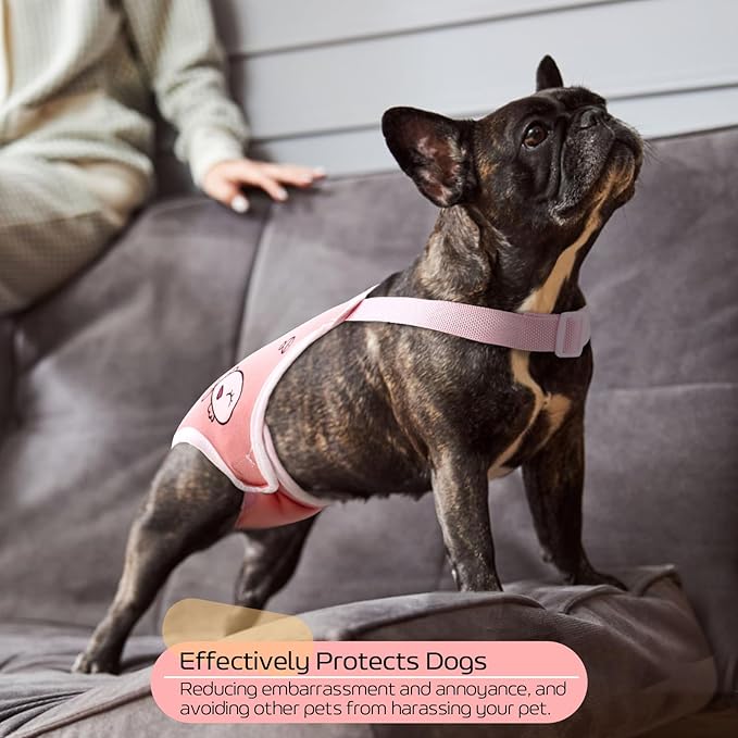 QBLEEV Dog Diapers Female Washable Sanitary Pantie with Adjustable Suspender, Reusable Doggie Period Panties, Pet Underwear Diaper Jumpsuits for Male Dogs in Heat, Puppy Diapers for French Bulldog M