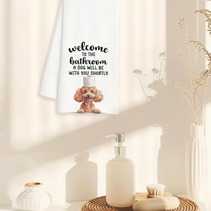 Funny Poodle Hand Towels for Bathroom Decor, Poodle Gifts for Women Men, Dog Lover Owner Gifts Decorative Hand Towels for Bathroom Restroom Room, 16x24 Inch