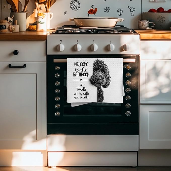 Cabana Bro Funny Poodle Bathroom Hand Towels, Black Poodle Gifts, Dog Lovers Mom Dad Gifts Decorative Hand Towels for Kids Guest Bathroom Washroom Half Bath, 16x24 Inch
