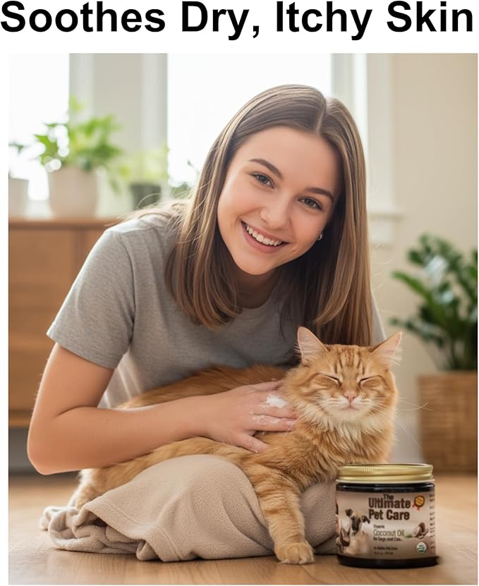Organic Coconut Oil for Dogs & Cats Skin and Coat, 32 oz, Natural Treatment for Itchy Skin, Dry Elbows, Paws & Nose