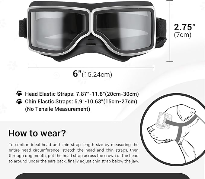 NAMSAN Dog Goggles for Medium to Large Dogs, Wide Snout, Anti-UV Sunglasses for Dogs Large Breeds, Windproof Dustproof Dog Eye Protection, Black
