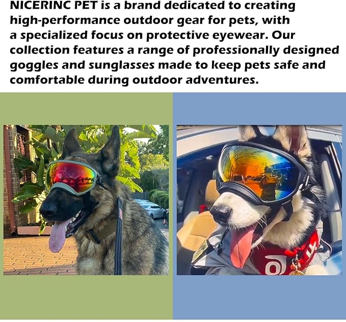 Dog Sunglasses,Doggles Anti-UV Protection, Pet Sunglasses with Adjustable Strap, Suitable for Motorcycle Car Driving Bike Riding Hiking Swimming Wind Dust Fog Dog Eye Protection