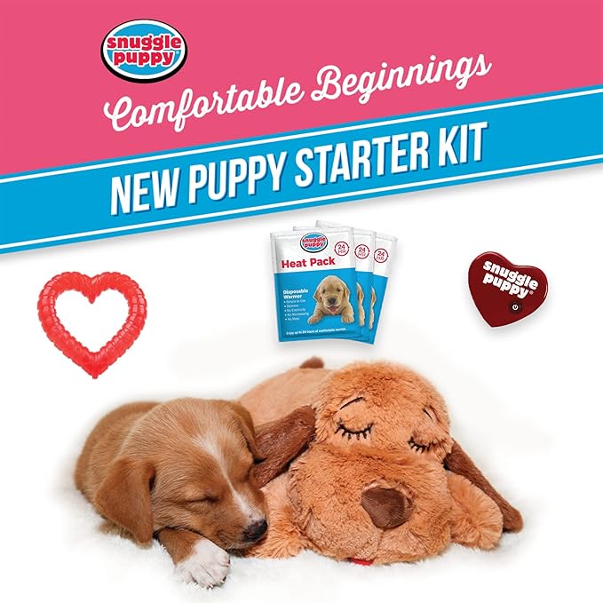 SmartPetLove Original Snuggle Puppy Essentials Starter Kit - Heartbeat Puppy for Dogs - Calming Aid with 3 Heat Packs, Puppy Teething Toy, Dog Chew Toy and Dog Blanket