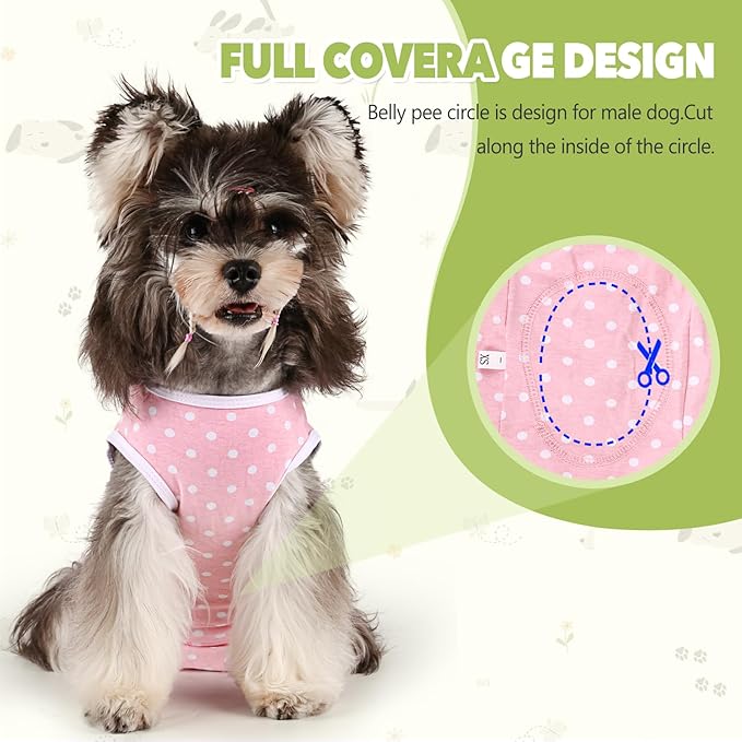 Dog Diapers Suit Period Onesie for Female Dog Sanitary Panties Male Doggy Heat Diapers Cover Fit for Small Medium Dogs Pink Dots/M