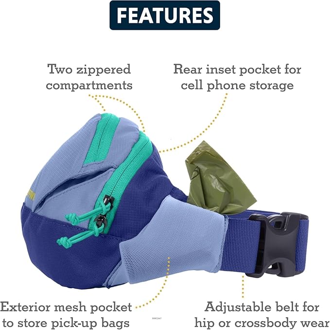 Ruffwear, Home Trail Hip Pack, Dog Walking Fanny Pack Crossbody with Adjustable Belt, Treat Pouch, Poop Bag Holder, Phone Pocket, Hands-Free for Training, Hiking, Running, Travel, River Rock Green