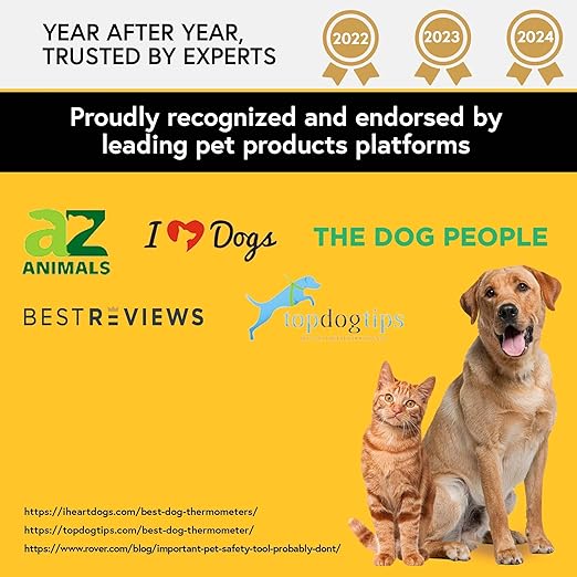 iProven Dog & Cat Thermometer for Accurate Fever Detection, Comfortable Flexible Tip, Waterproof Pet Thermometer, Fast Readings in 20 sec, Whelping and Veterinary Supply, DTK-117Y