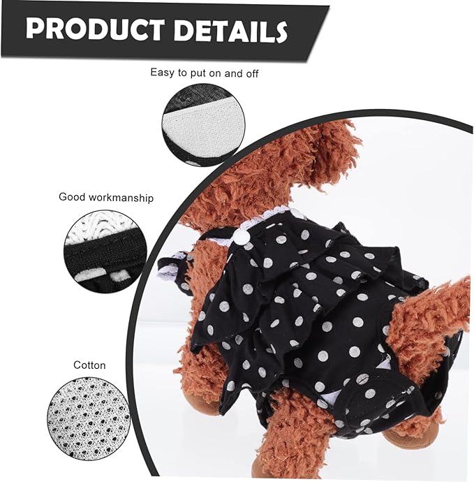 SUPVOX 1pc Dog Physiological Pants Breathable Menstrual Diaper for Female Dogs Washable and Reusable Prevents Leaks and Mating for Monthly Cycle Black