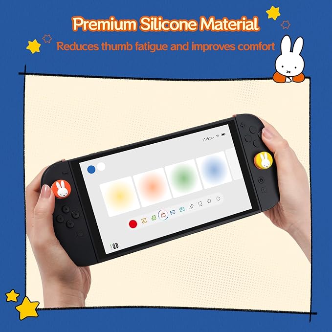 Thumb Grip Caps Compatible with Nintendo Switch 2, Silicone Joystick Grip Caps for Switch 2025, 4pcs, Colourful Bunny