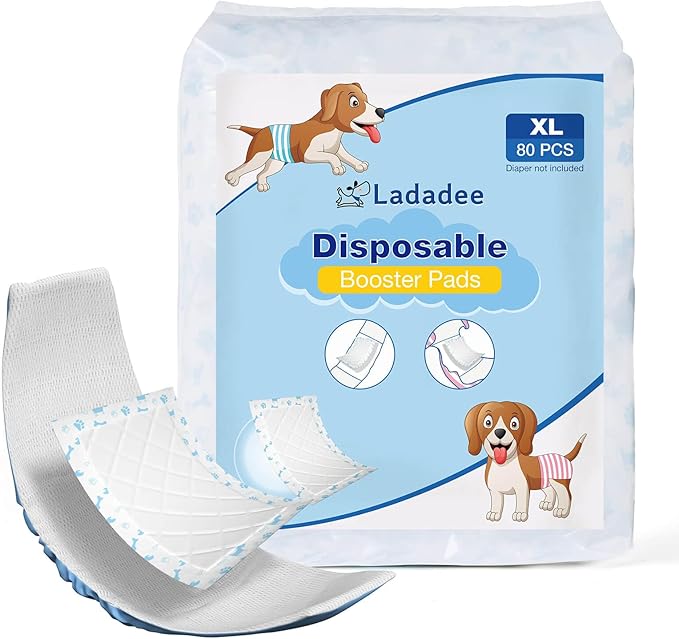Dog Diaper Liners Booster Pads for Female and Male Dogs-80PCS, Super Absorbent Disposable Doggie Puppy Liners Period Pads Inserts for Most Dog Diapers, Pet Belly Bands and Male Wraps