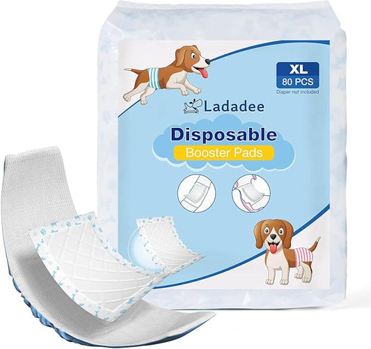Dog Diaper Liners Booster Pads for Female and Male Dogs-80PCS, Super Absorbent Disposable Doggie Puppy Liners Period Pads Inserts for Most Dog Diapers, Pet Belly Bands and Male Wraps