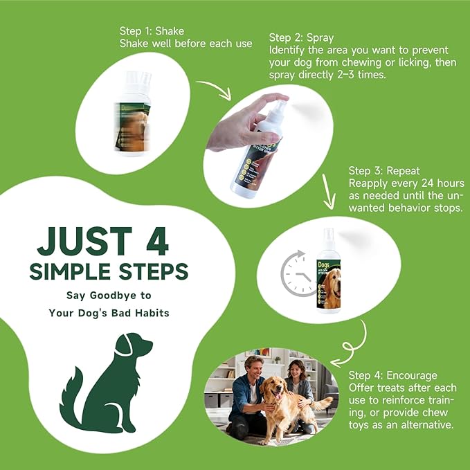 Effectively Dog No Chew Spray, Bitter Dog Deterrent for Furniture, Humane Pet Corrector & Training Spray for Dogs & Puppies, Safe & Natural, Prevent Peeing, Biting, Chewing & Licking Injuries 150ml