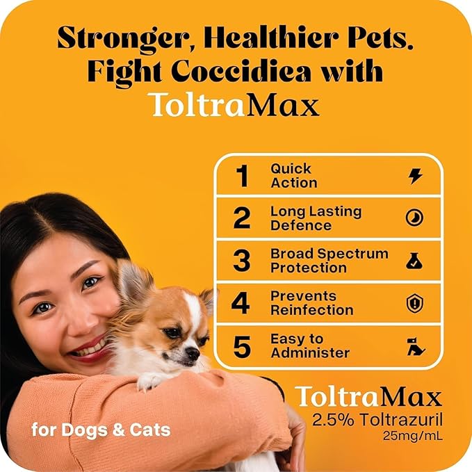 Toltrazuril 2.5% for Horses, Dogs, Cats, 60mL/2 Ounce, for Non-Food Chain Animals