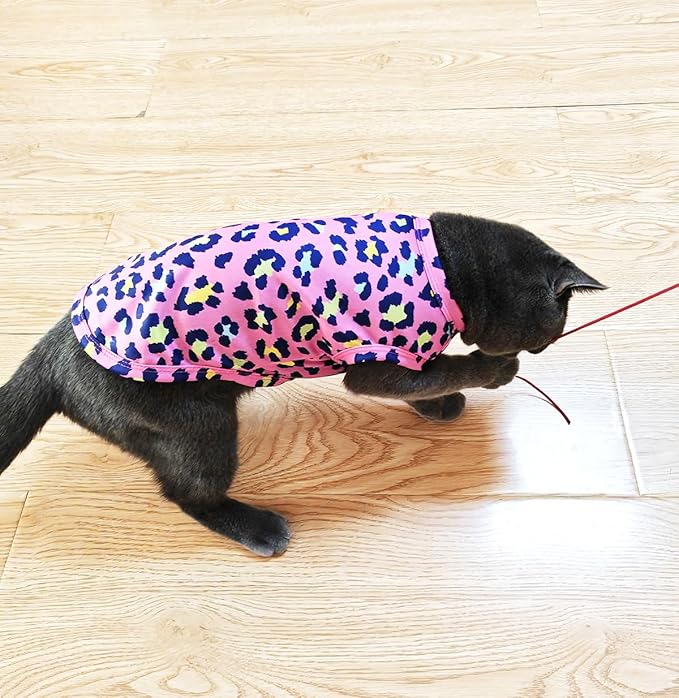 PET SHOW 4 Pack Paw Bone Printed Dog Clothes Shirts Soft Vest Lightweight Sleeveless Cats Doggies T-Shirts Puppies Tank Top Tee for Small Medium Dogs White Black Pink Blue (X-Large, Pink for Girls)